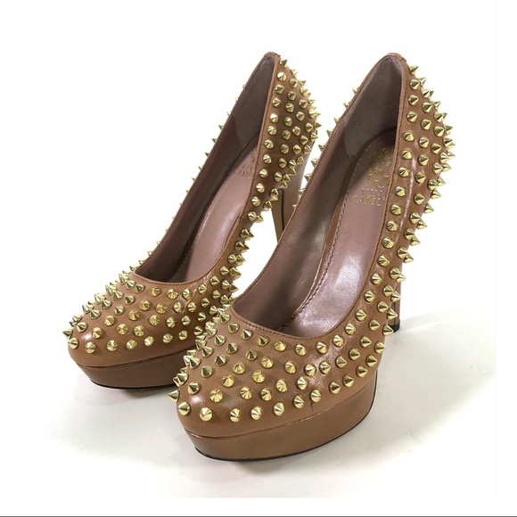 Vince Camuto Tan Spiked High Heel Platform Pumps from Neiman Marcus - Picture 3 of 12